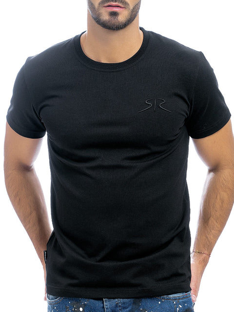 Мъжка тениска с класически дизайн в черен цвят