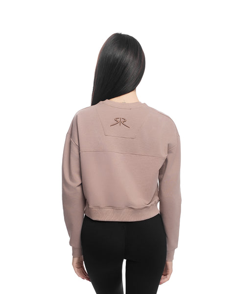 Beige sports blouse with embroidered logo