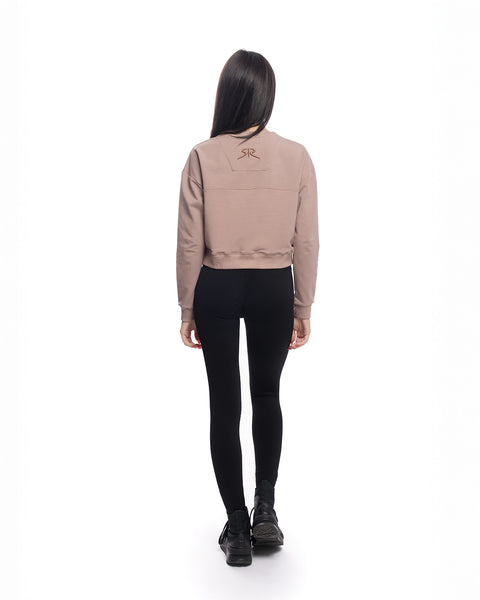 Beige sports blouse with embroidered logo