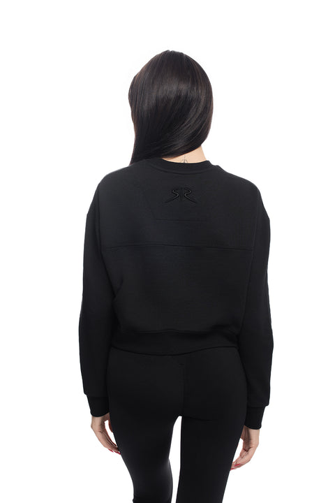 Черна спортна блуза с бродирано лого 