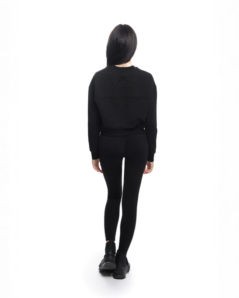 Черна спортна блуза с бродирано лого 