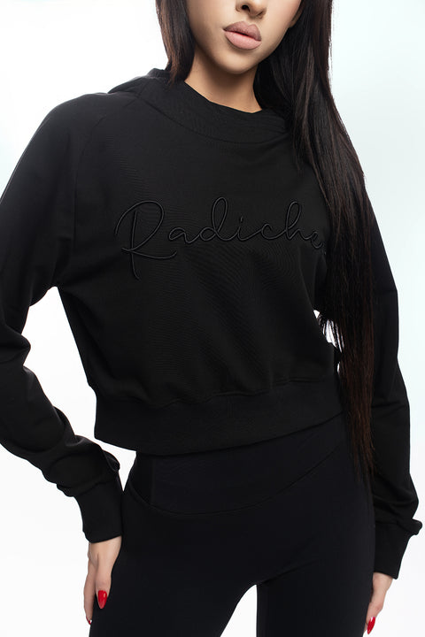 Дамска спортна блуза с бродерия RADICHEV в черно