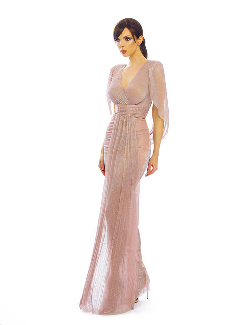 Elegant dress with veil in rose ash color