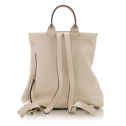 Stylish women's backpack made of high-quality Italian leather in ecru