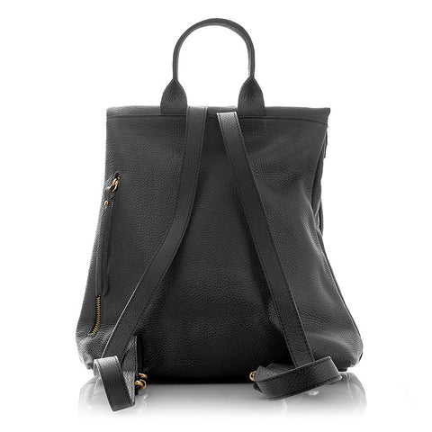 Stylish women's backpack made of high-quality Italian leather in black