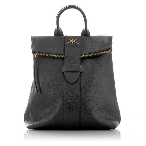 Stylish women's backpack made of high-quality Italian leather in black