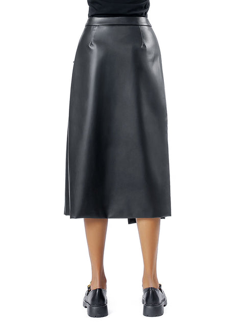 Leather skirt with pockets