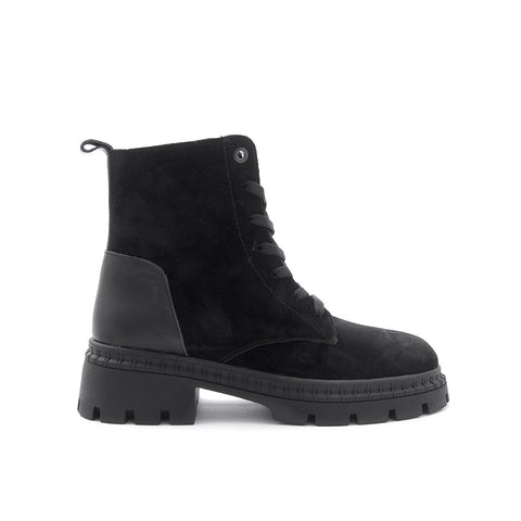 Women's Black Leather and Suede Boots