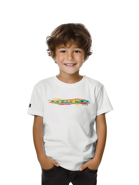 Children's white T-shirt with the inscription RADICHEV