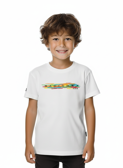 Children's white T-shirt with the inscription RADICHEV