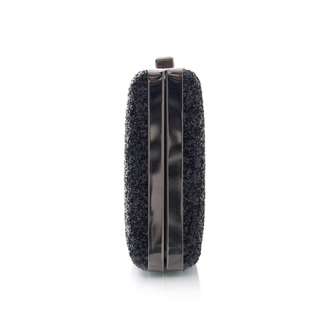 Stylish black clutch with a clasp decorated with stones