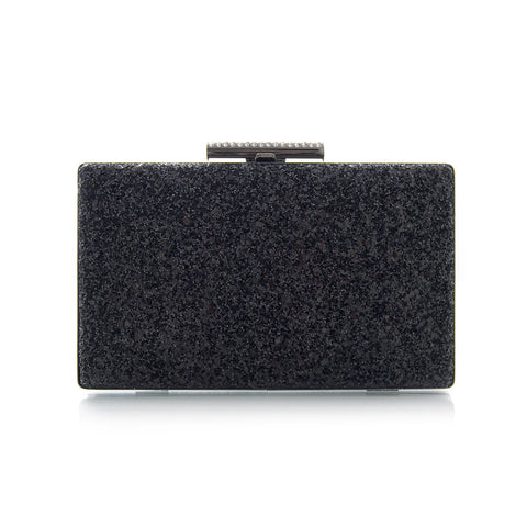 Stylish black clutch with a clasp decorated with stones