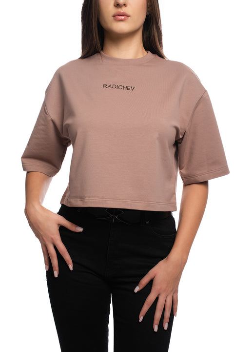 Oversized short T-shirt with stone inscription RADICHEV