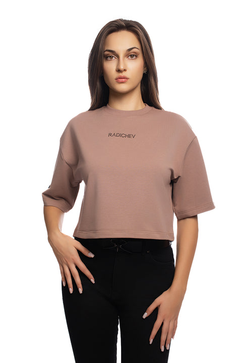 Oversized short T-shirt with stone inscription RADICHEV