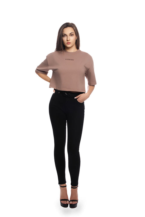 Oversized short T-shirt with stone inscription RADICHEV