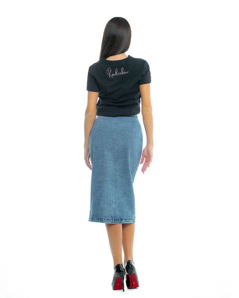 Denim skirt with buttons