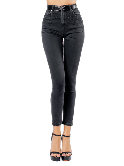 Women's slim fit jeans with а decoration of stones