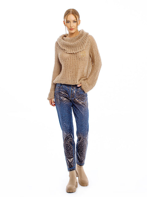 Women's sweater made of 100% mohair in cappuccino colour