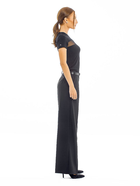 Black elegant trousers with a wide leg