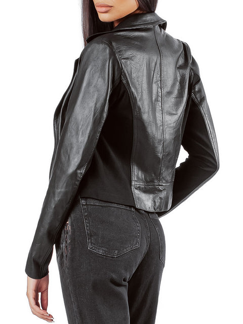 Short genuine leather jacket