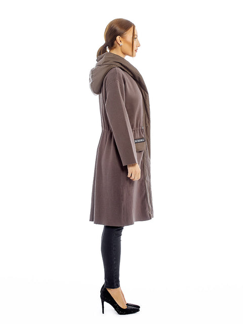 Long brown hooded vest