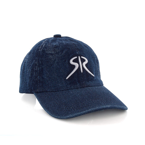 Denim hat with visor in dark blue denim