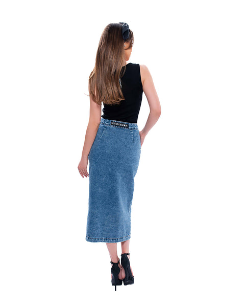 Denim skirt with buttons