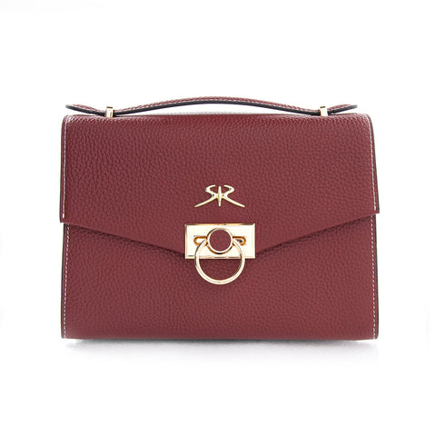 Women's handbag made of genuine leather in burgundy