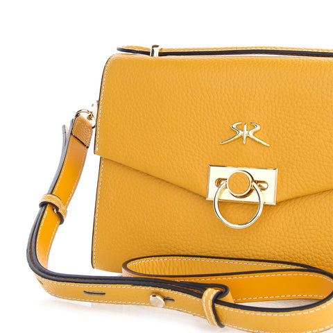 Ladies' handbag made of genuine leather in yellow