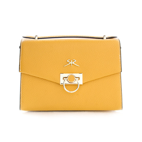 Ladies' handbag made of genuine leather in yellow