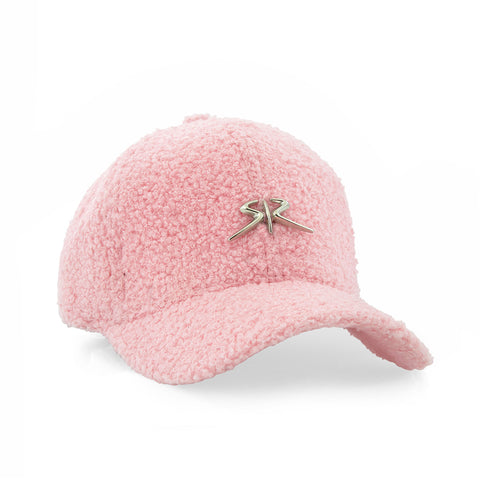 Winter hat with peak in pink