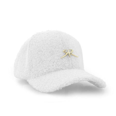 Winter hat with peak in white