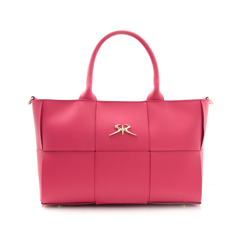 Luxury genuine leather handbag in cyclamen