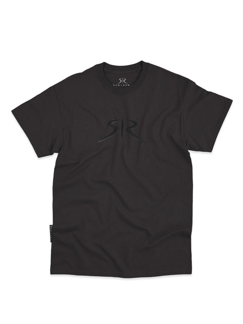 Children's black T-shirt with embroidered logo