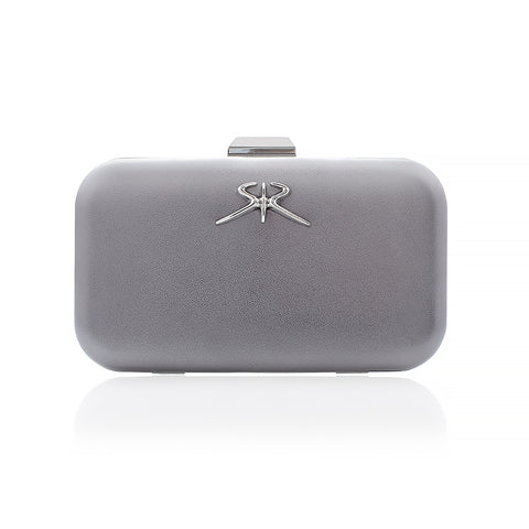 Elegant clutch in anthracite color and SR logo - High-quality designer clothes and accessories by RADICHEV - leading Bulgarian brand