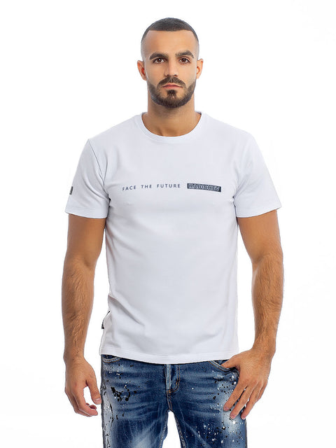 White men's t-shirt with inscription