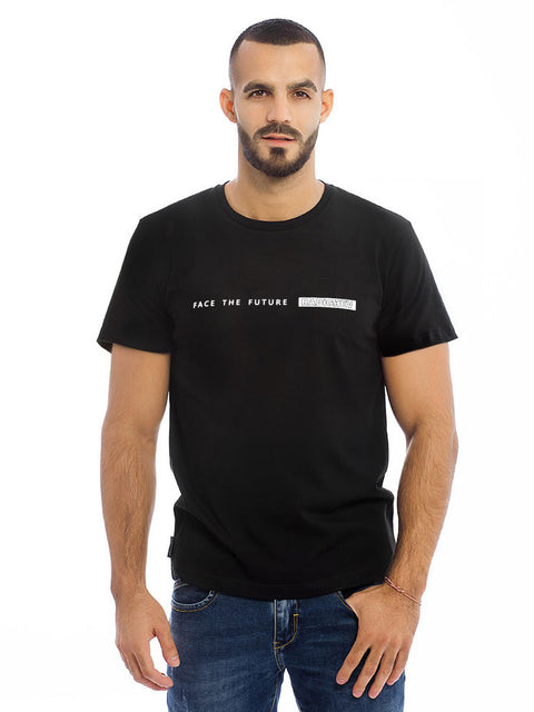 Black men's T-shirt with inscription