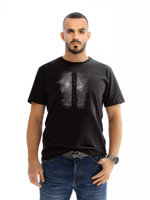 Black men's T-shirt with inscription