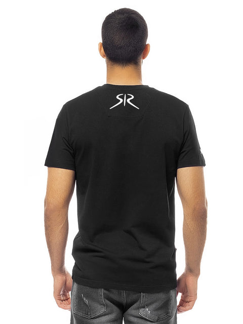 Black men's t-shirt with contrasting embroidered logo