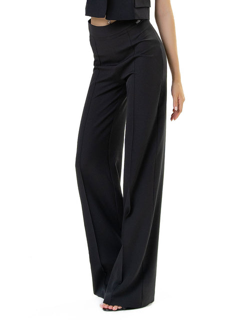 Black trousers with a wide leg