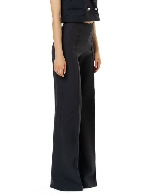 Black trousers with a wide leg