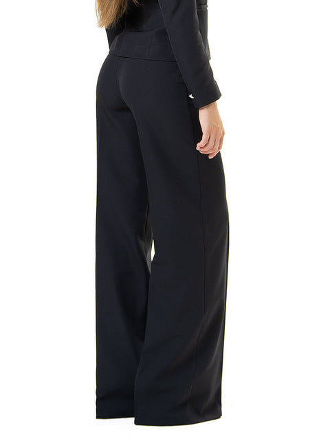 Black trousers with a wide leg