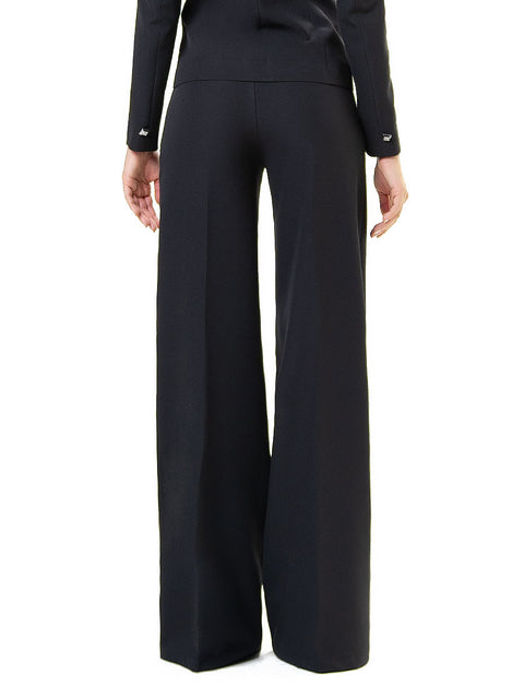 Black trousers with a wide leg