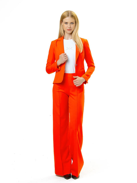 Elegant blazer and pants suit in orange