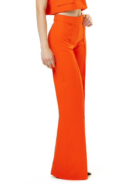 Orange trousers with a wide leg