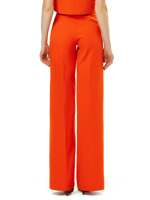 Orange trousers with a wide leg