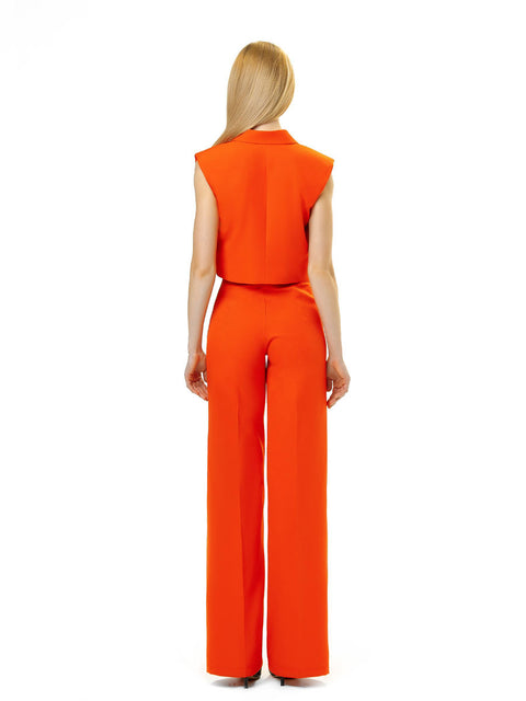 Elegant vest and pants suit in orange