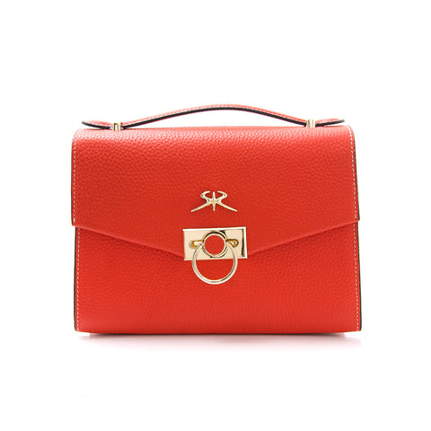 Genuine leather bag in orange