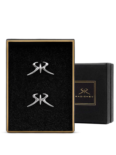 Silver RADICHEV Logo Earrings, 15 mm