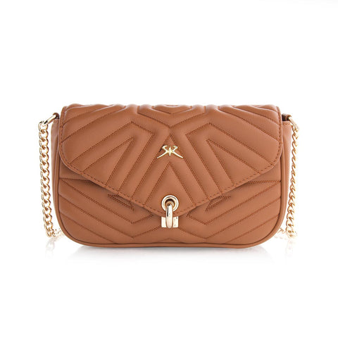 Designer 2-in-1 handbag made of genuine leather in brown